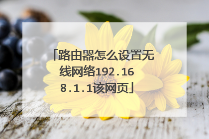 路由器怎么设置无线网络192.168.1.1该网页