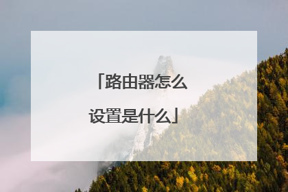 路由器怎么设置是什么