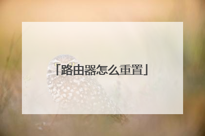 路由器怎么重置