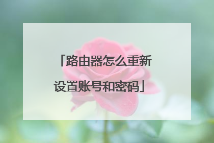 路由器怎么重新设置账号和密码