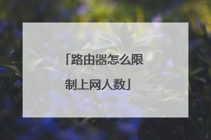 路由器怎么限制上网人数