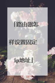 路由器怎样设置固定ip地址