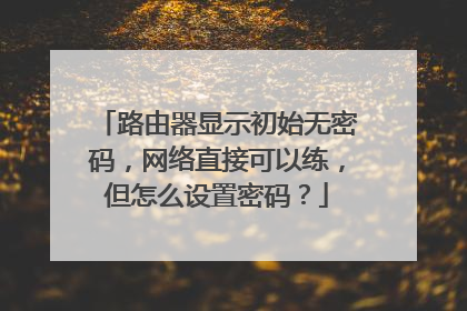 路由器显示初始无密码,网络直接可以练,但怎么设置密码?