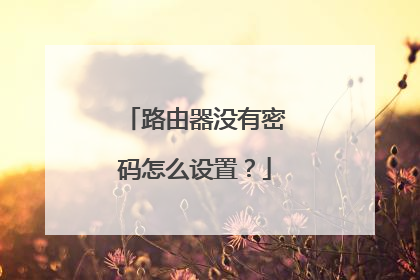 路由器没有密码怎么设置?