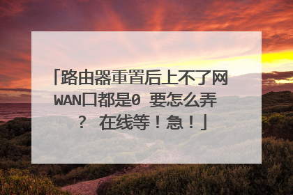 路由器重置后上不了网 WAN口都是0 要怎么弄 ? 在线等!急!