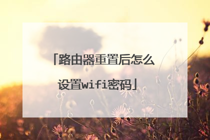 路由器重置后怎么设置wifi密码