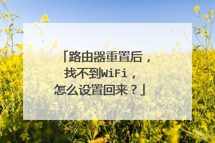 路由器重置后，找不到WiFi，怎么设置回来？