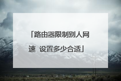 路由器限制别人网速 设置多少合适