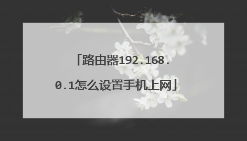 路由器192.168.0.1怎么设置手机上网