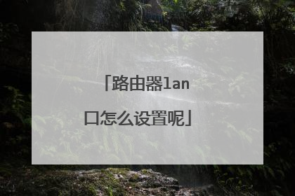 路由器lan口怎么设置呢