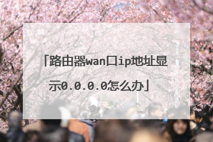 路由器wan口ip地址显示0.0.0.0怎么办