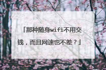 那种随身wifi不用交钱，而且网速也不差？