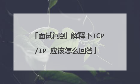 面试问到 解释下TCP/IP 应该怎么回答