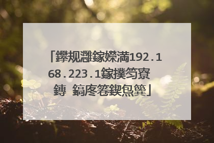 鑻规灉鎵嬫満192.168.223.1鎵撲笉寮�鏄�鎬庝箞鍥炰簨