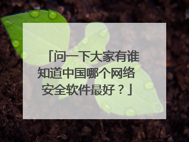 问一下大家有谁知道中国哪个网络安全软件最好？