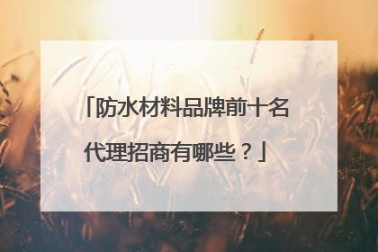 防水材料品牌前十名代理招商有哪些?