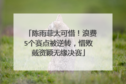 陈雨菲太可惜！浪费5个赛点被逆转，惜败戴资颖无缘决赛