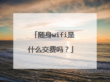 随身wifi是什么交费吗?