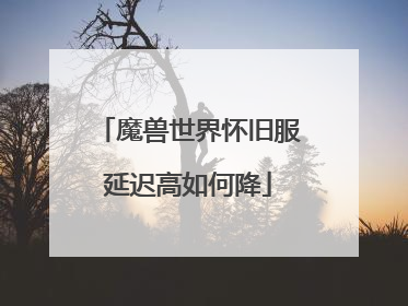 魔兽世界怀旧服延迟高如何降