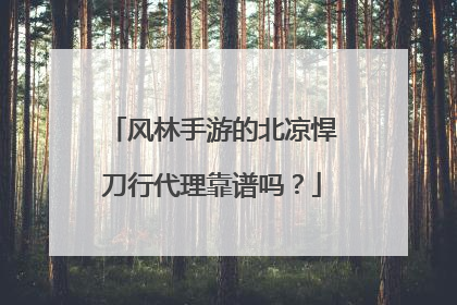 风林手游的北凉悍刀行代理靠谱吗？