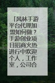 风林手游平台代理加盟如何做？手游创业项目招商火热进行中欢迎个人，工作室，公司合作咨询！