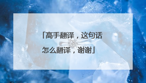 高手翻译,这句话怎么翻译,谢谢