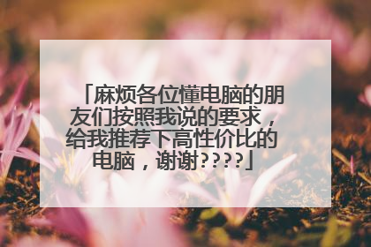 麻烦各位懂电脑的朋友们按照我说的要求,给我推荐下高性价比的电脑,谢谢????