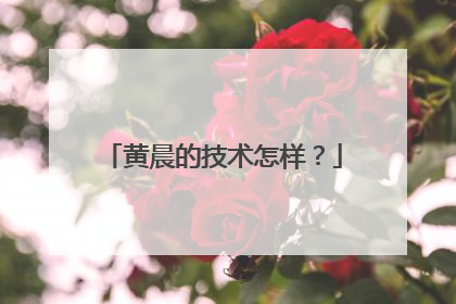 黄晨的技术怎样？