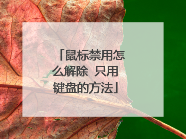 鼠标禁用怎么解除 只用键盘的方法