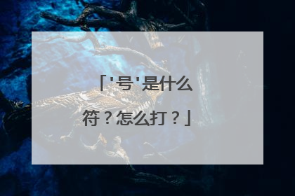 '号'是什么符？怎么打？