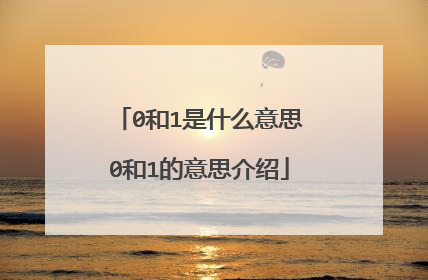 0和1是什么意思0和1的意思介绍