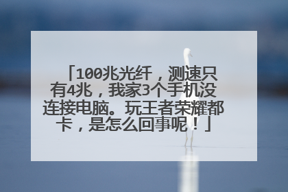 100兆光纤，测速只有4兆，我家3个手机没连接电脑。玩王者荣耀都卡，是怎么回事呢！
