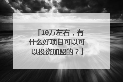 10万左右，有什么好项目可以可以投资加盟的？