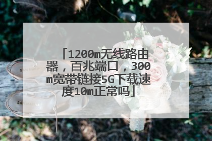 1200m无线路由器,百兆端口,300m宽带链接5G下载速度10m正常吗