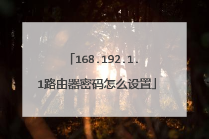 168.192.1.1路由器密码怎么设置
