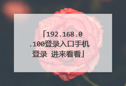 192.168.0.100登录入口手机登录 进来看看