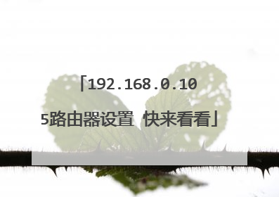 192.168.0.105路由器设置 快来看看