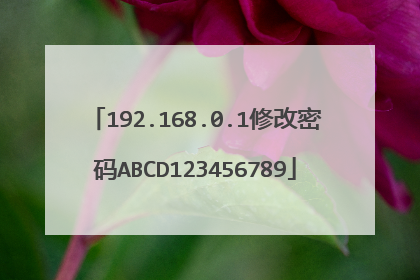 192.168.0.1修改密码ABCD123456789