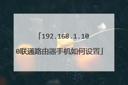 192.168.1.100联通路由器手机如何设置