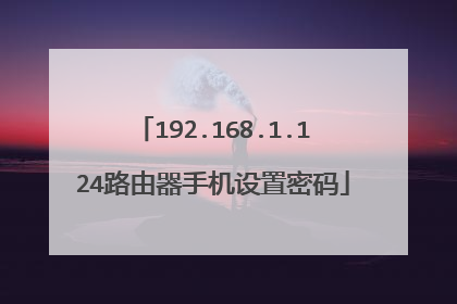 192.168.1.124路由器手机设置密码