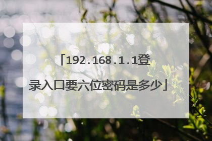 192.168.1.1登录入口要六位密码是多少