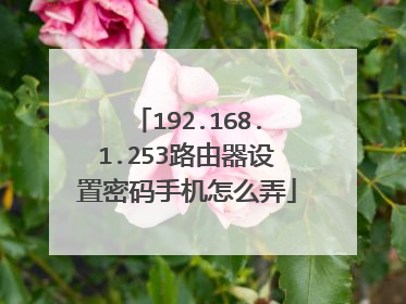 192.168.1.253路由器设置密码手机怎么弄
