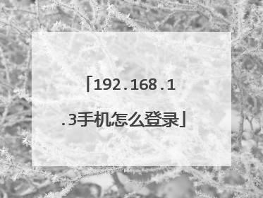 192.168.1.3手机怎么登录