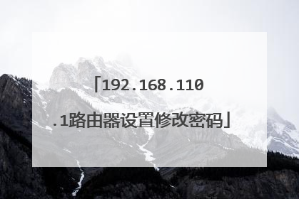 192.168.110.1路由器设置修改密码