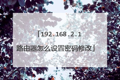 192.168.2.1路由器怎么设置密码修改
