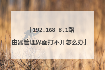 192.168 8.1路由器管理界面打不开怎么办
