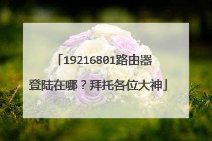19216801路由器登陆在哪?拜托各位大神