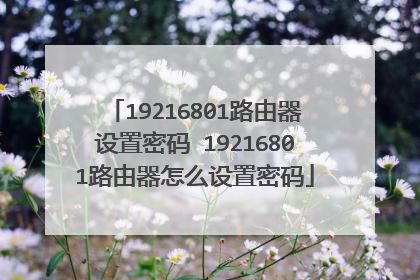 19216801路由器设置密码 19216801路由器怎么设置密码