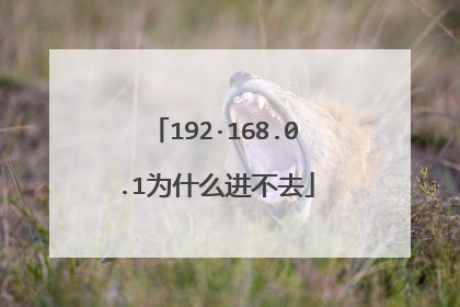 192·168.0.1为什么进不去