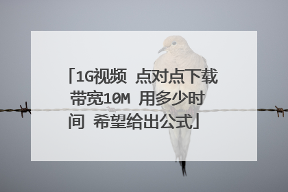 1G视频 点对点下载 带宽10M 用多少时间 希望给出公式